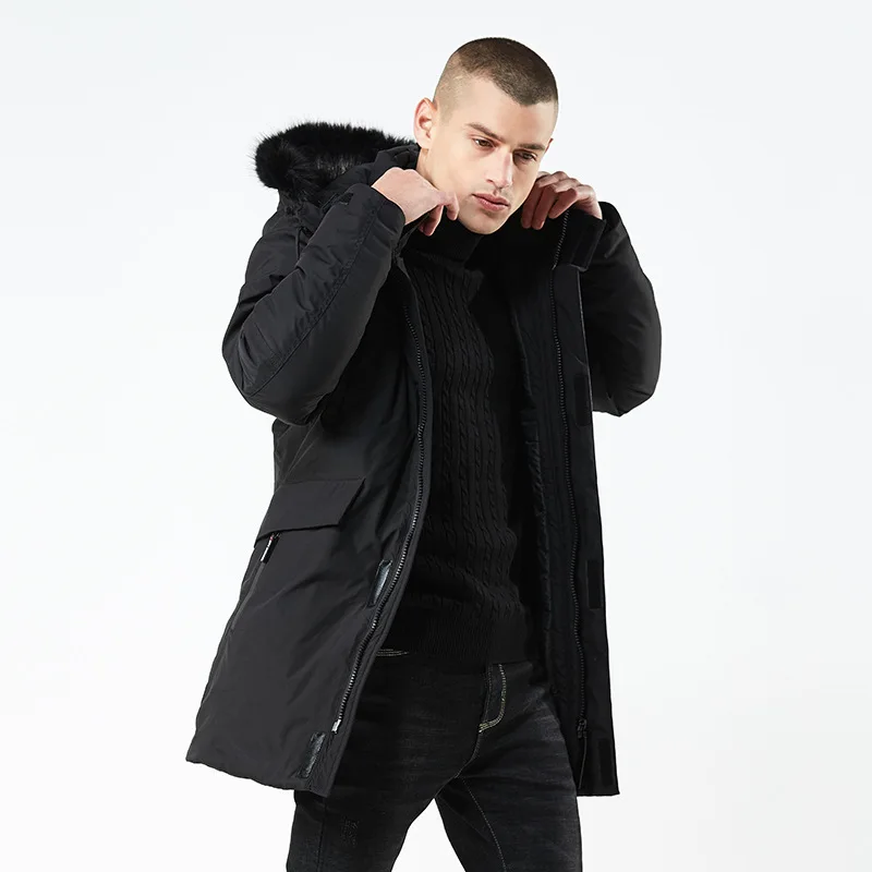 

Wholesale fashion winter zipper solid color fur collar hooded outdoor men cotton jacket coats, 4 colors