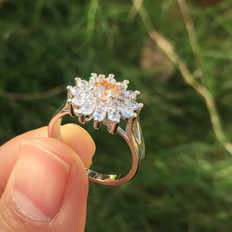 

Jialin jewelry gemstone ring custom fashion gold finger flower zircon ring ring