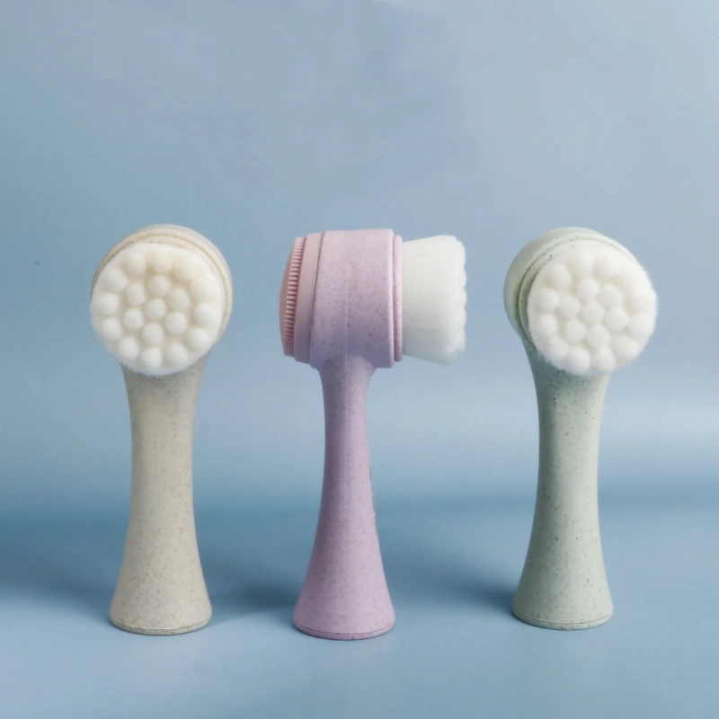 

New Arrival 3D Standing Soft Hair Double-sided Facial Cleansing Brush Deep Pore Exfoliation Manual Dual Face Wash Brush