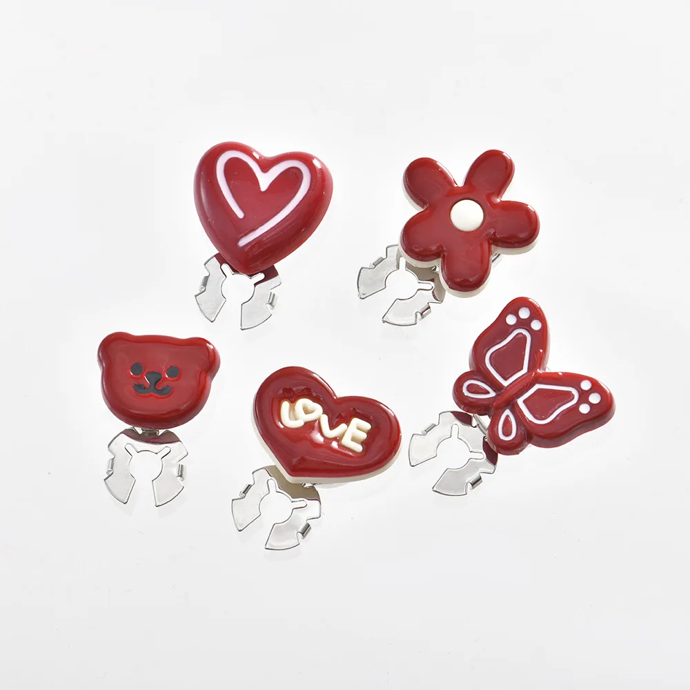 JFRB148 Luxury Red Enamel Button Cover Elegant Cufflinks Fashion Jewelry Button Covers For Women Shirts