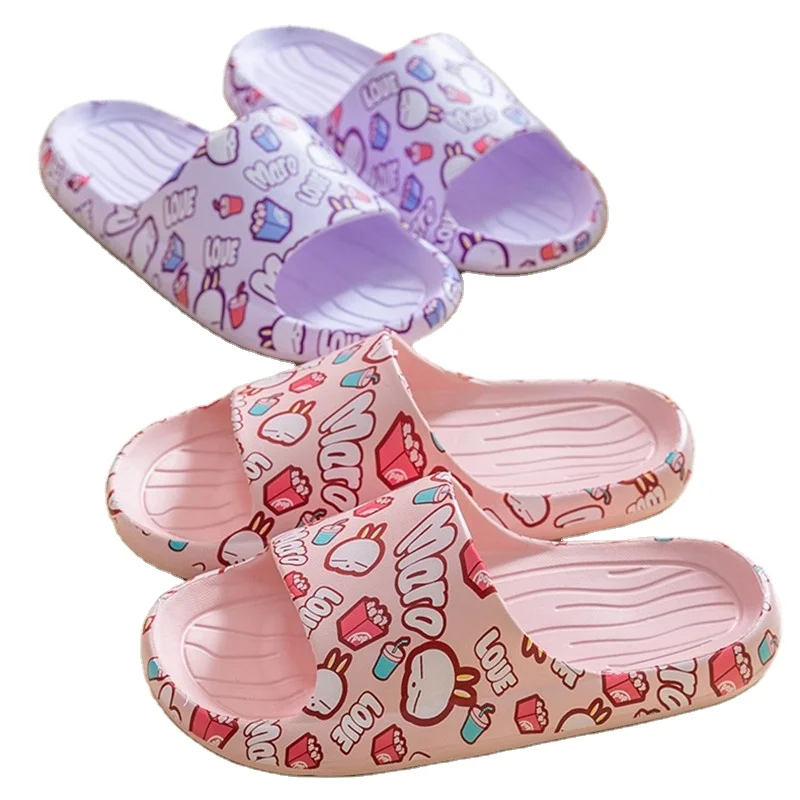 

slippers female summer home use anti slip soft sole printing fashion slippers