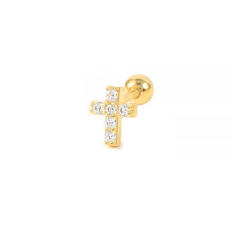 

Roxi silver 925 fine jewelry 5A zircon cross stud earring cartilage piercing earrings