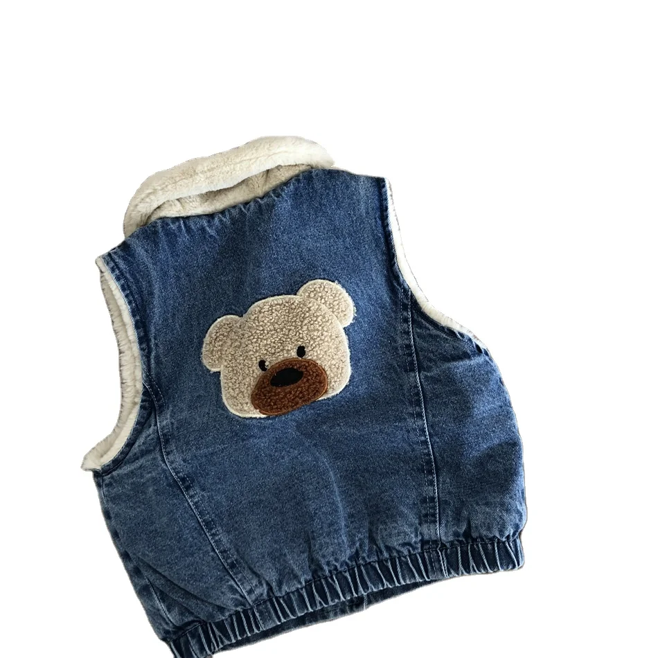 

Children and cashmere bear cowboy Vest 2020 Winter wear Baby warm lamb cashmere thickened girls coats for wholesale, As pic shows, we can according to your request also
