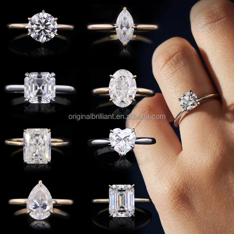 

GRA Certificate 1.0CT gemstone Solitaire Diamond Engagement 14K Solid Gold Moissanite Ring