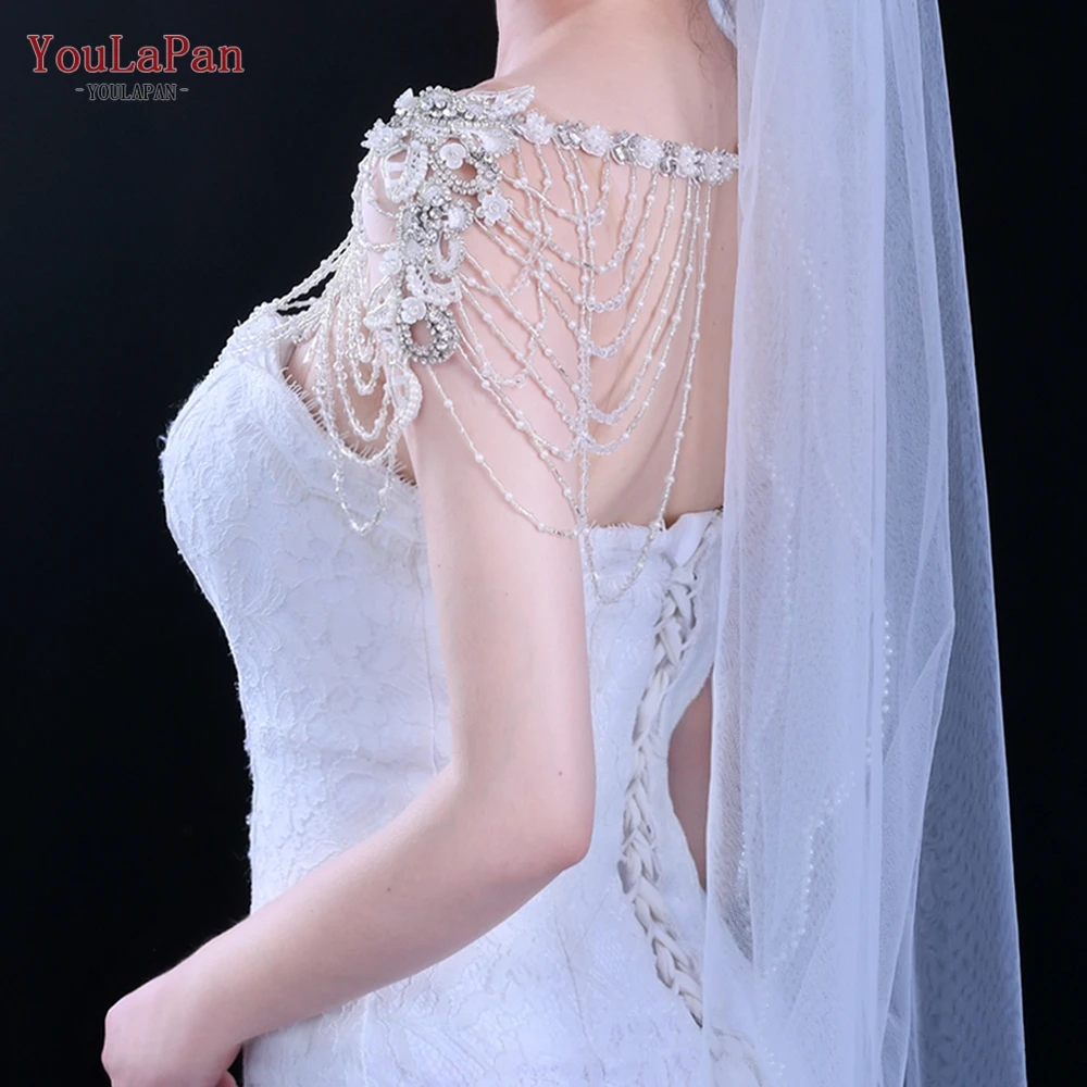 

YouLaPan VG13 Popular Handmade Women Banquet Party Dress Crystal Cape Hand Beaded Tassel Wedding Accessories Bridal Shawl