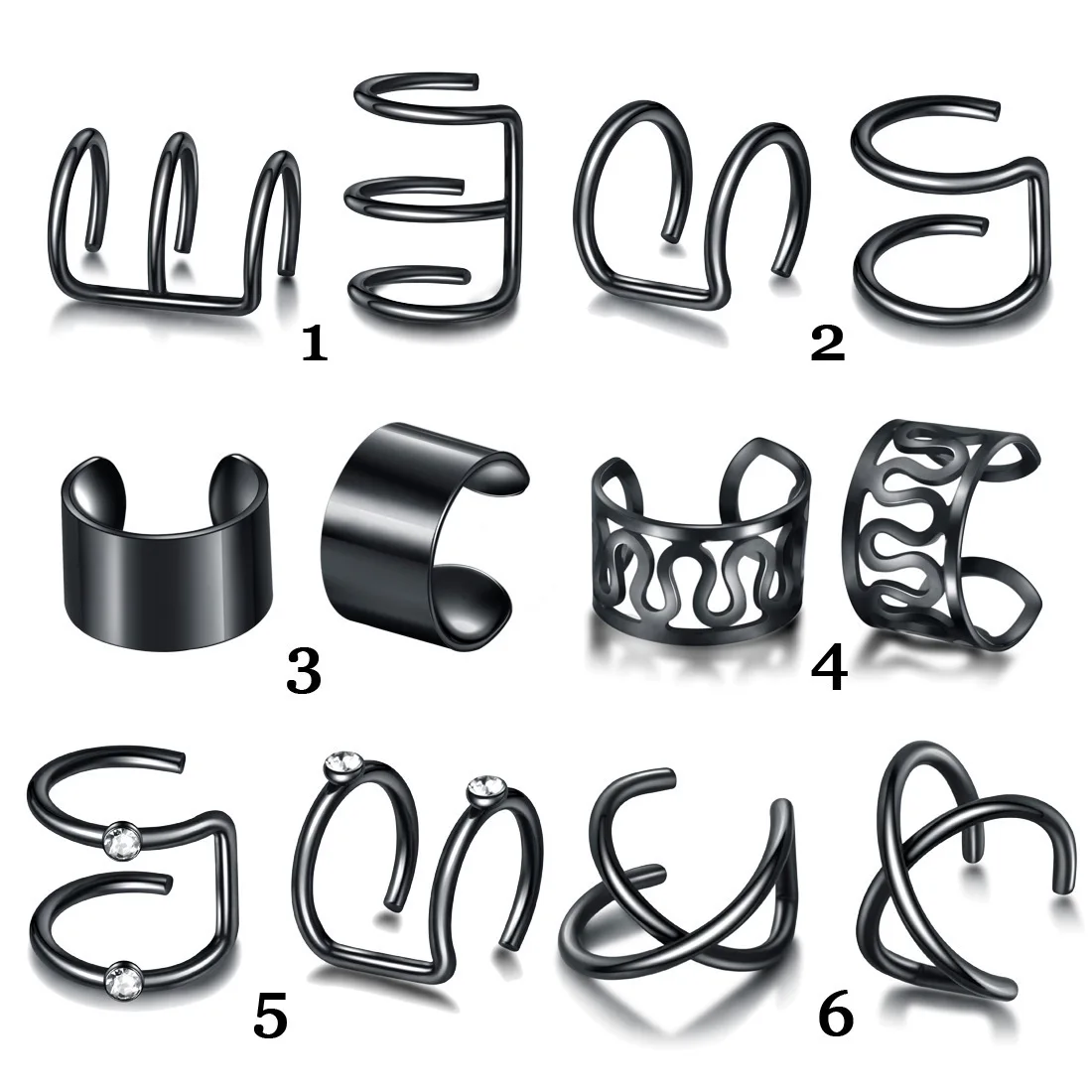 

TU-GEM 12 Pairs Set 2021 Gold Plated Minimalist Geometry Ear Cartilage Simple Cuff Earrings Set For Women