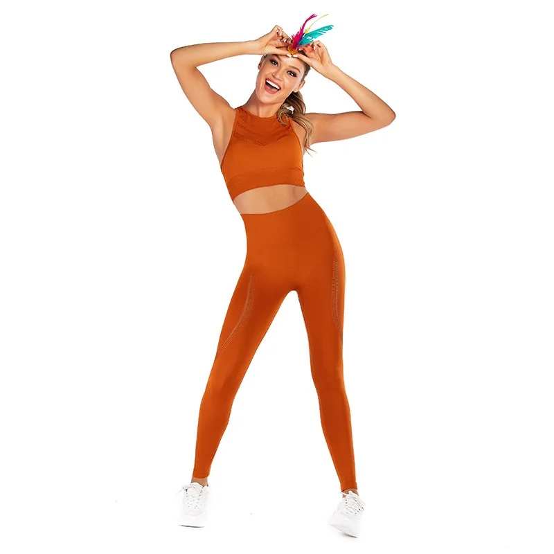 

BBZH005T Red Sports trend fashion stitching hollow sports set dance exercise fitness 2 piece suit high elastic yoga set
