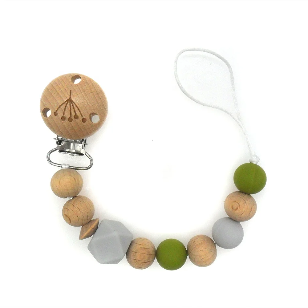 

Baby Shower Gift Wooden Pacifier Soother Holder Clip Baby Pacifier Wooden Clip Baby Pacifier Chain, Much color