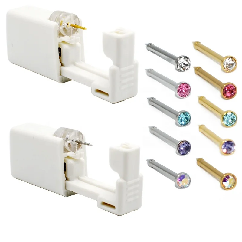 316L Stainless Steel Disposable Nose Ear Piercing Unit Safe Sterile Easier Piercing  Gun Earring Studs Body Piercing