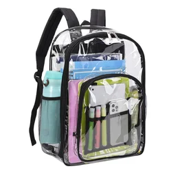 Heavy Duty Transparent Backpack Women Clear School Backpack Waterproof Multi Pockets Large Bags Student Teenages