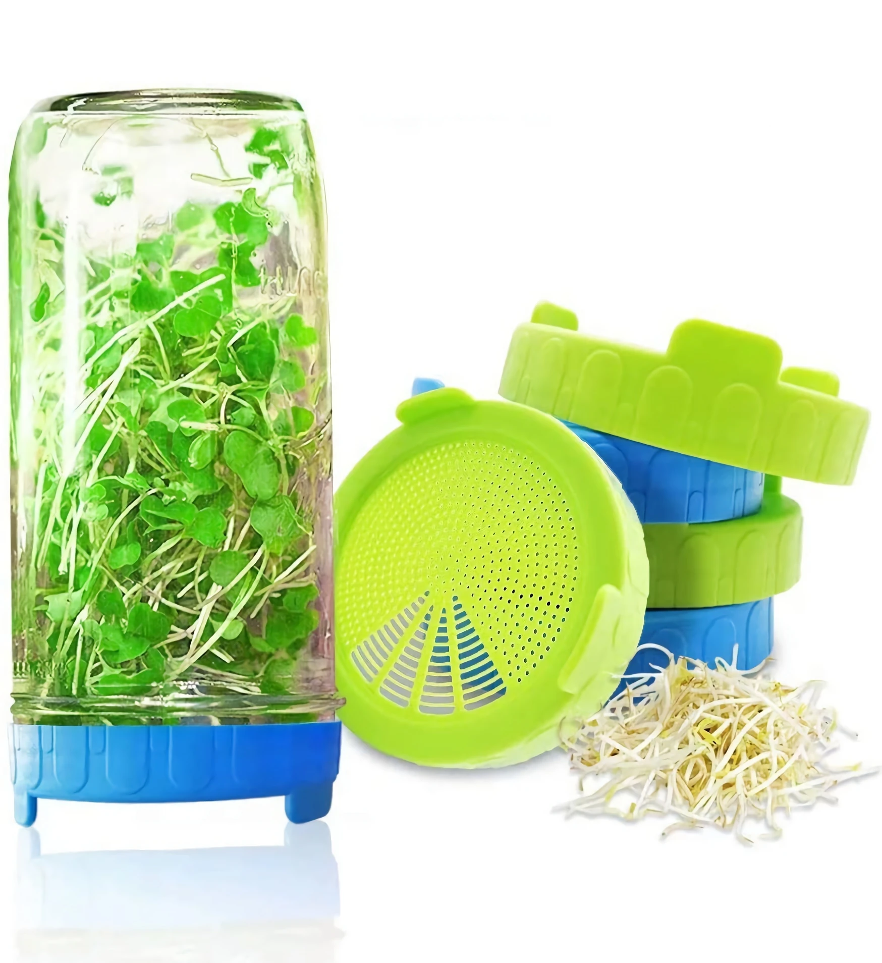 

mason jar sprouting lids for making organic sprouting seeds germination cover bean sprout, Any color