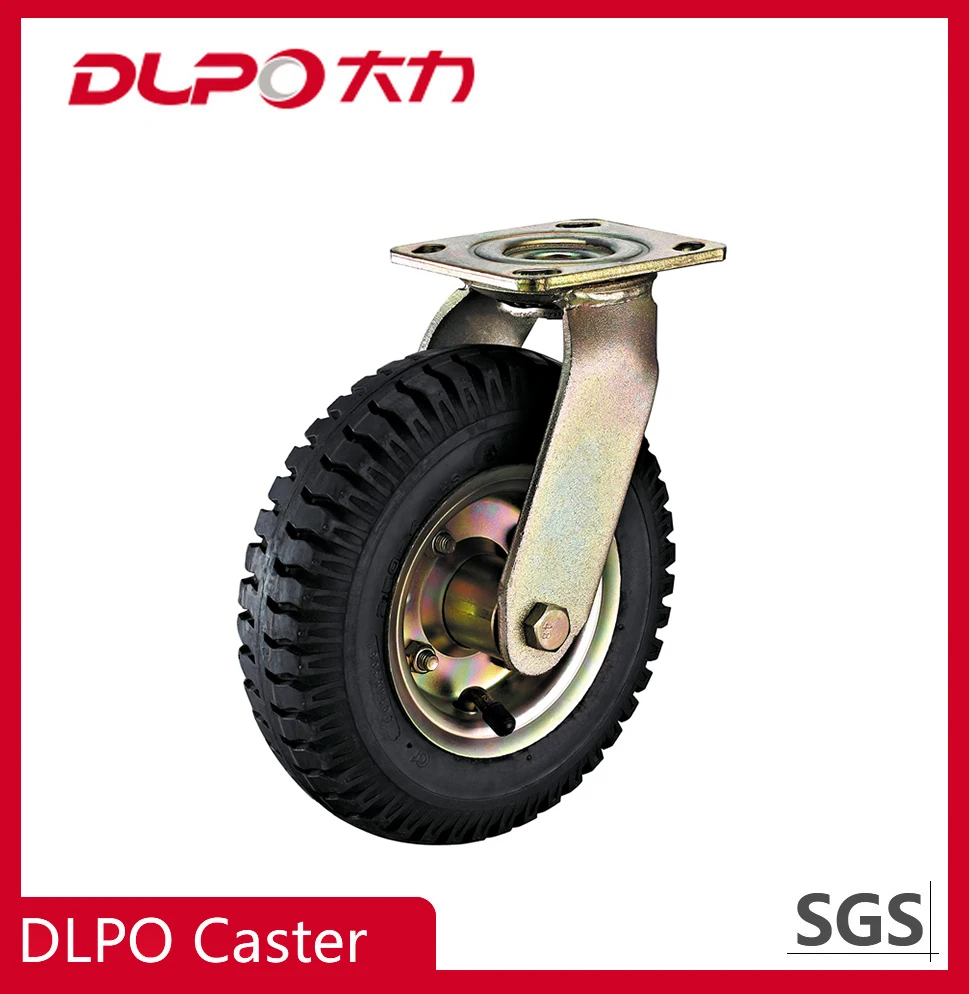 Dlpo 8/10 Inch Gold Plating Heavy Duty Pneumatic Rubber Caster Wheels