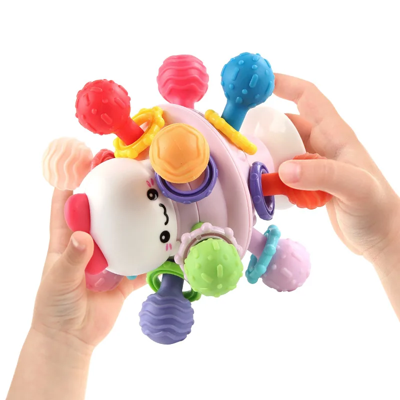 

New Early Education Infant Silicone Toys Hand Grasping Baby Food Grade Chew Teether Ball