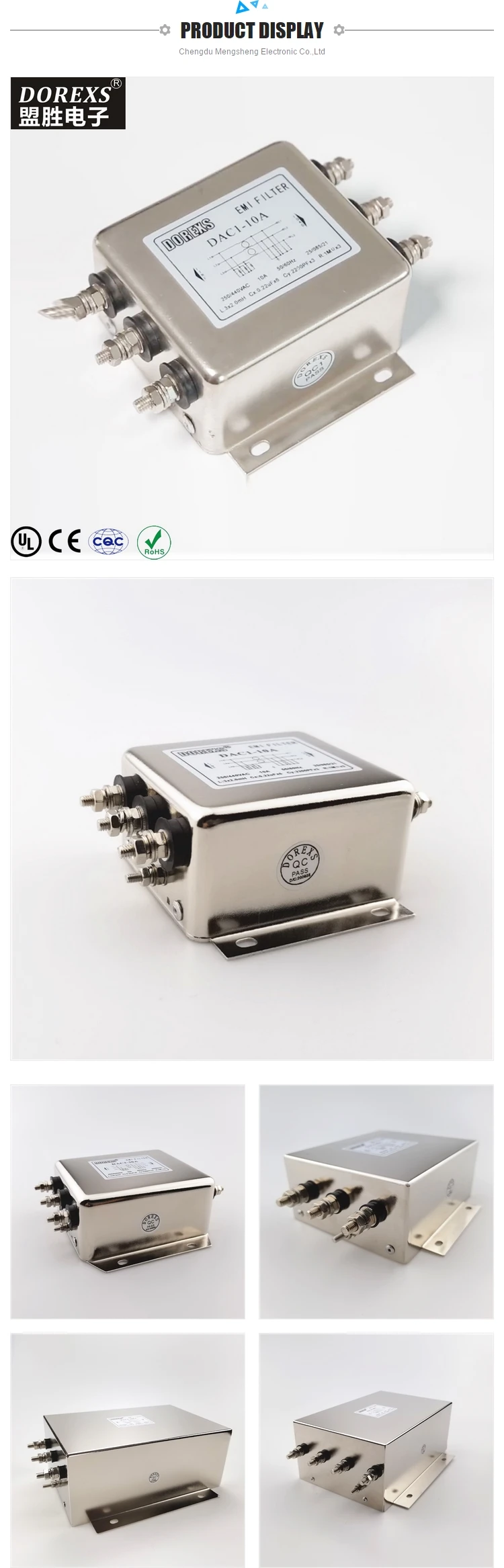 Three Phase Inverter Input EMI EMC Filter 380VAC Rated Current 10A 20A