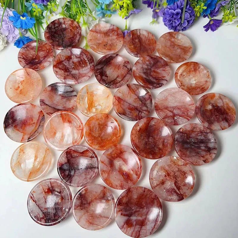 Wholesale Crystal Healing Stones Round Bowl Natural Hand Carved Red Fire Quartz Crystal Bowls for Decoration