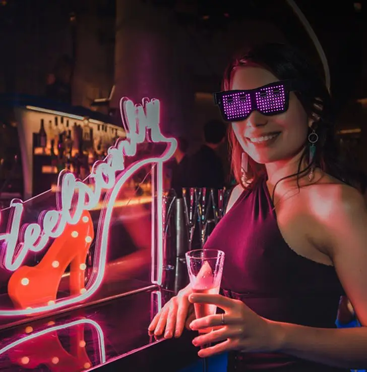 Hot selling OEM colorful shutter USB rechargeable APP programmable glowing LED glasses