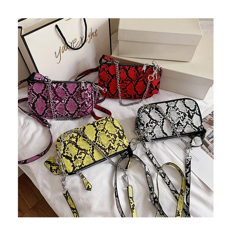 

Luxury Snake Pattern Chain Underarm Bag Designer Women Small Print Crossbody Bag European American Serpentine Handbag