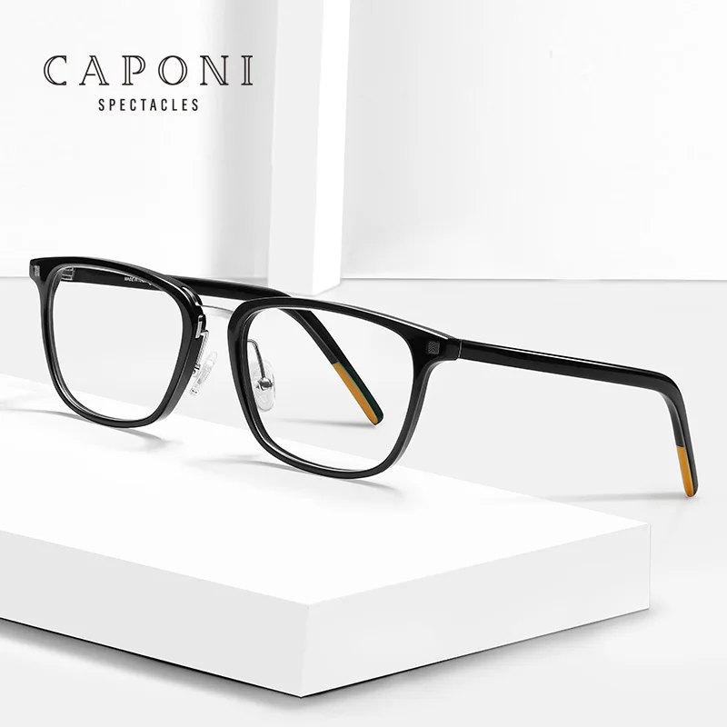 

CAPONI High Quality Unisex Retro Custom Logo Injection Acetate Frame Occhiali Optical Glasses Frame For Women Men, 2 colors