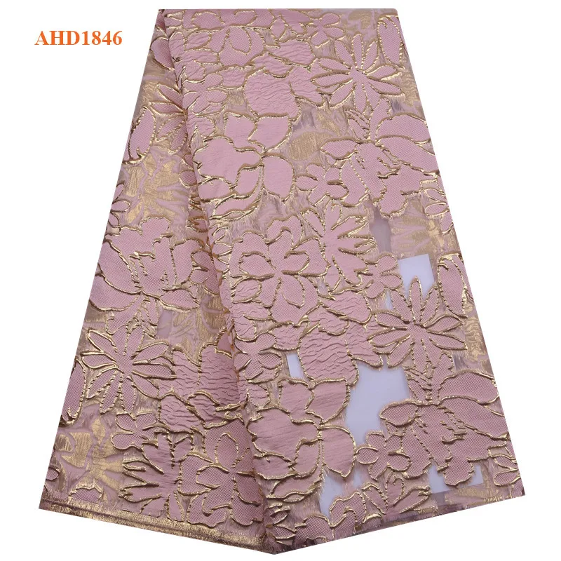 
African Lace Fabrics Latest Gilding Lace Fabric High Quality Gold Embroidery French Tulle Lace Fabric For Wedding Y1846 
