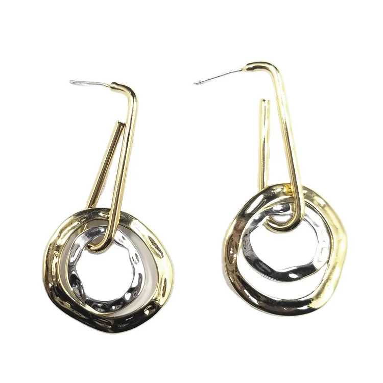 

Designer Earrings Simple Stick and Loops Light Weight Hand Made 18K gold and 925 Silver Drop Dangle Earrings for Women