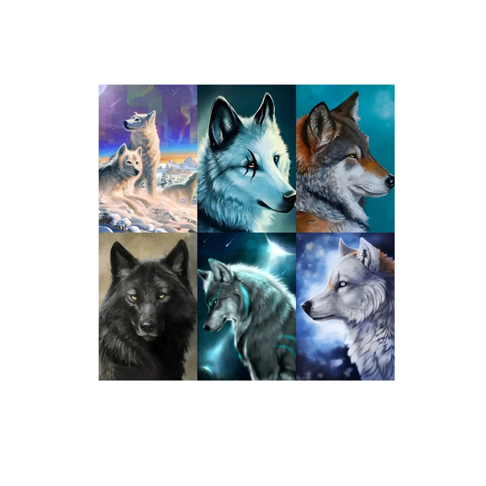 5d Diy Diamond Painting Animals WolfLion Wild Animal Ink Pattern Collection Full Drill Custom Diamond Painting Sets