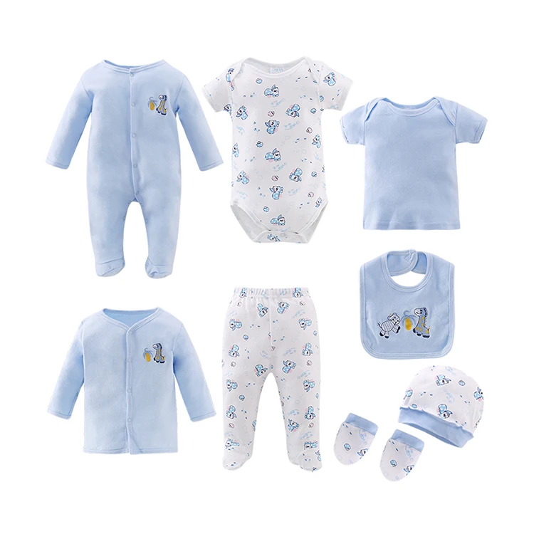 

8 pieces each set 100% cotton baby clothing set newborn infant bodysuit romper clothes gift sets, Multi color