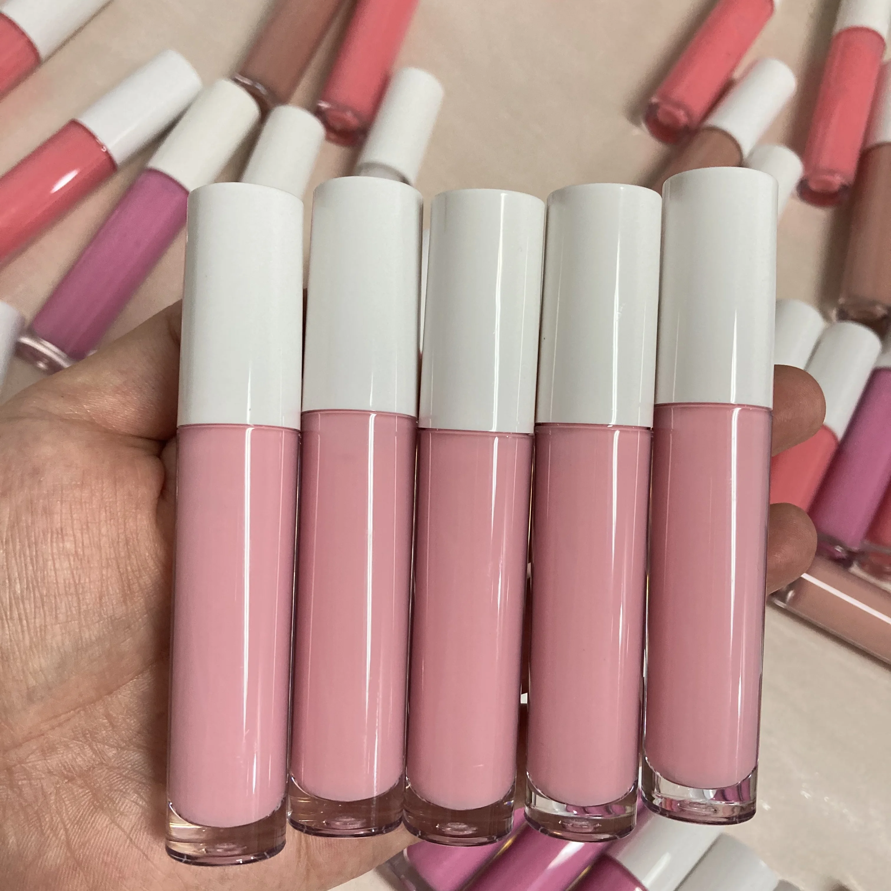 

Best seller white lip gloss container tube packaging box vegan private label lip gloss, Multi-colored