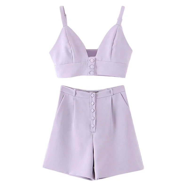

Fashion New Fall 3 Pieces Purple Shorts Tops And Blazers Suits