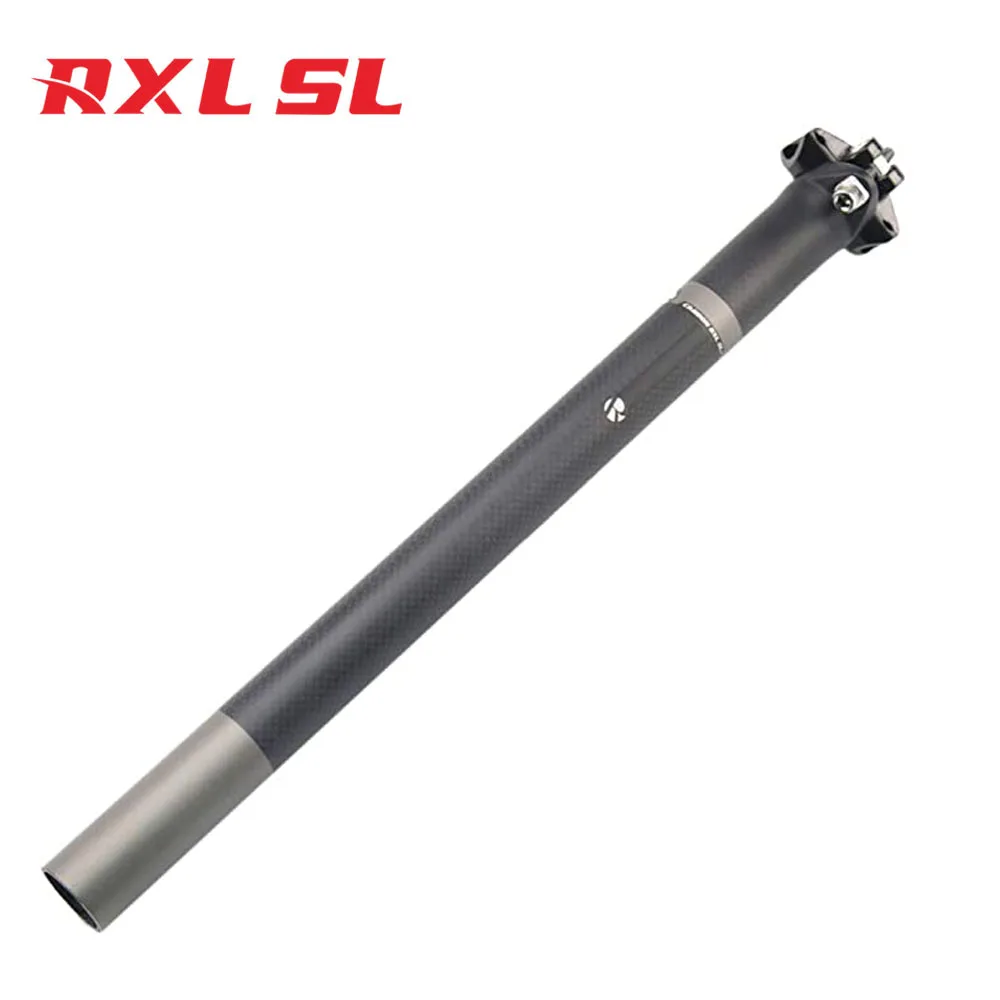 

RXL SL Carbon Fiber MTB Seat Post Bicycle Seatpost Road Bike Bicycles Seat Tube 27.2/30.8/31.6mm for Cycling 350/400mm, Black/grey