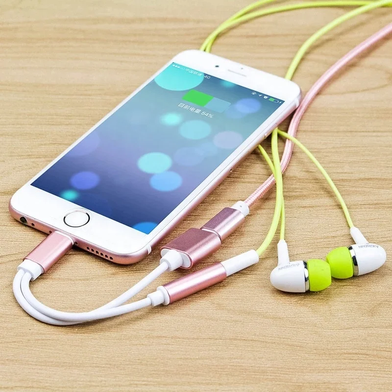 

Hotest 3.5mm 2 in 1 audio earphone headphone jack adapter charger usb cable for iphone 7 iphone 7 plus