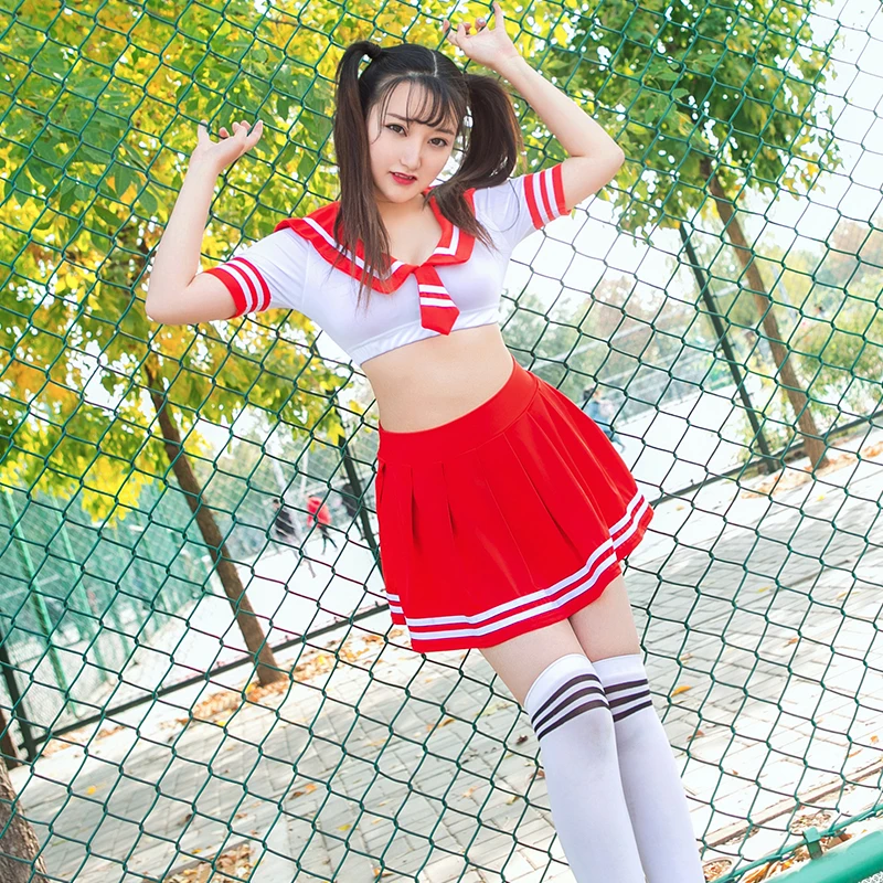 

wholesale 6027 Japan and Korea school girls sexy costume role play schoolgirl uniform, Red, navy, green