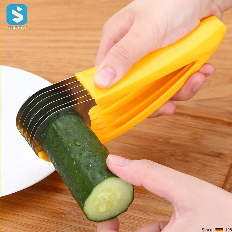 

Hot selling Amazon fruit slicer kitchen tools vegetables fruits cutter slicer banana slicer, Yellow