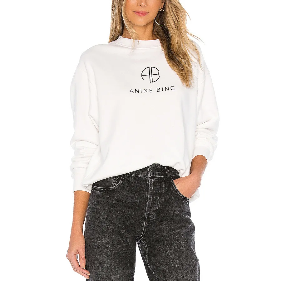 

Sleeve white urban casual round neck women's hoodies fashion trend letter printing women's sweater