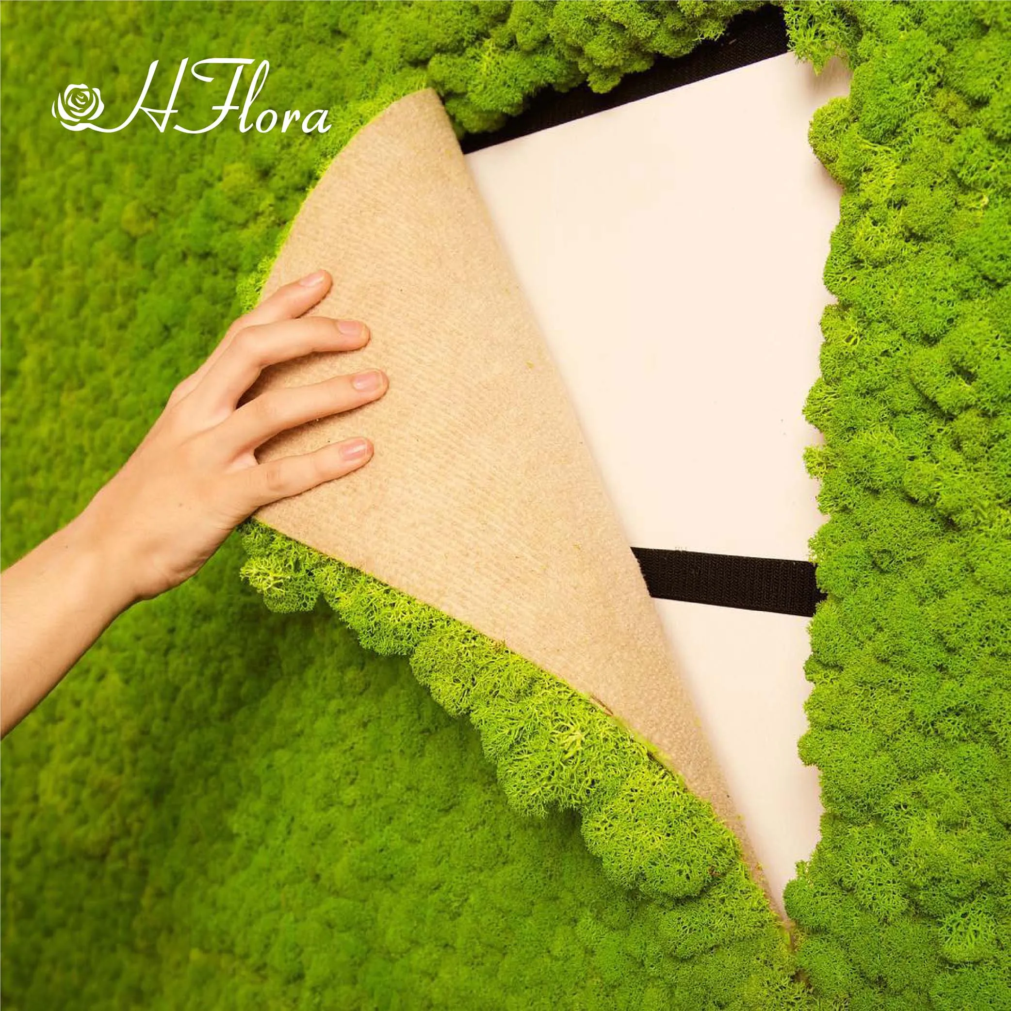 

HFlora High quality wholesale1*1 m large Preserved Moss Panel for Indoor and outdoor Celebration Party Company wall decoration