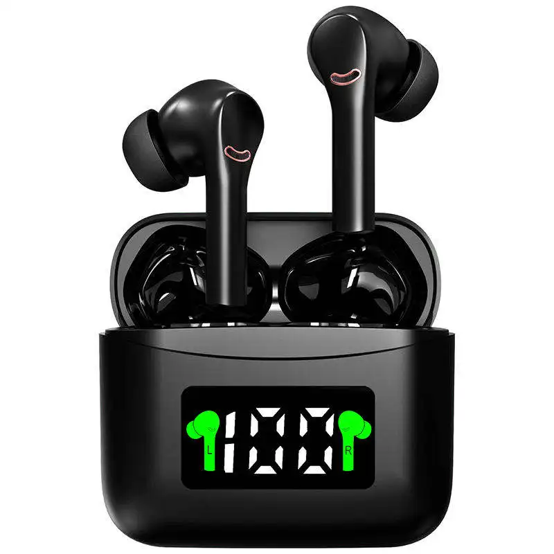 

2021 noise cancelling headphones anc wireless J5 earphone with Digital Intelligence LED Display Charging Case