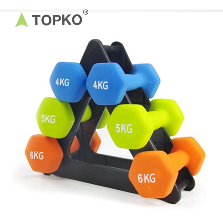 

TOPKO buy cheap fitness gym equipment hexagon dumbbell custom logo women small pink neoprene dumbbell set with rack, Regular color