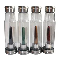 

Wholesale new quartz natural stone infused energy crystal water glass bottle