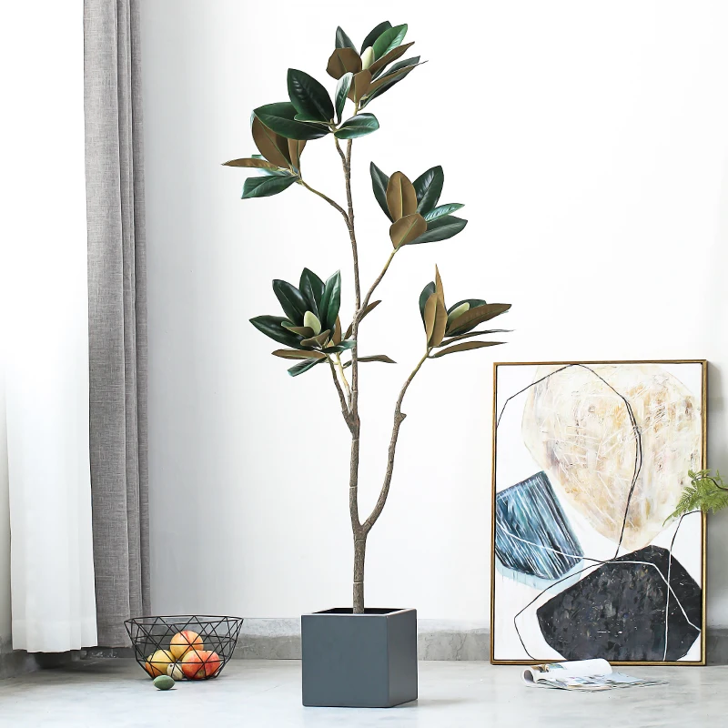 

manufacturer plastic cheap indoor outdoor decoration artificial magnolia tree Artificial plant, Green or as your request