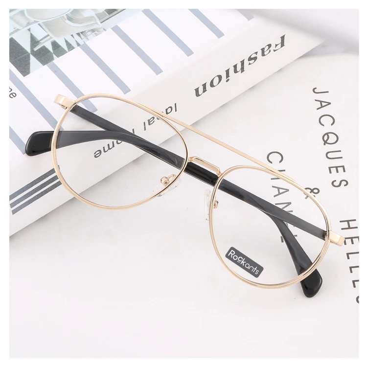 

Hot selling classic round metal optical frame double bridge wide rim wire frames eyeglasses frames, 3 colors
