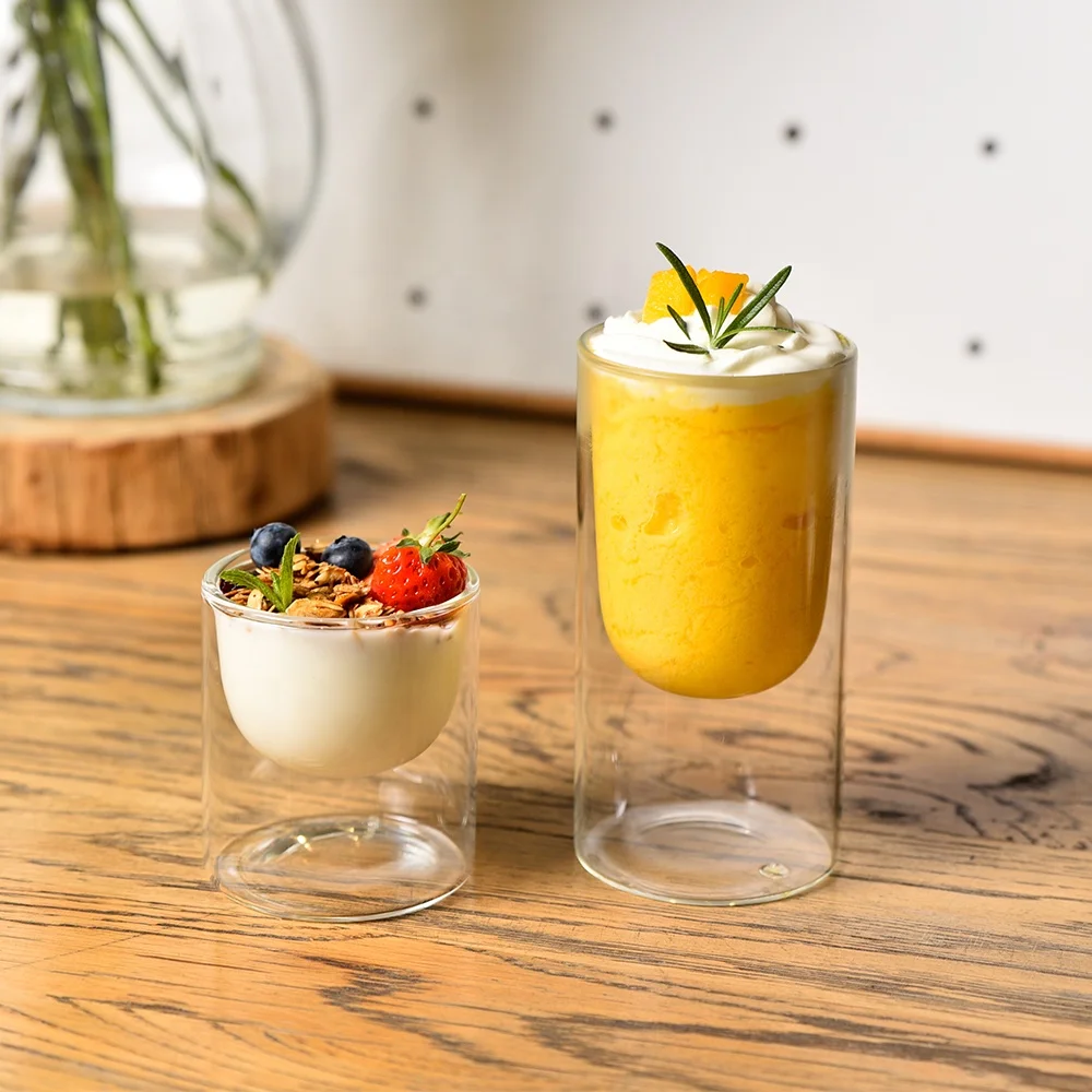 

Thermal Double Wall Glass Cup Ice Cream Cup