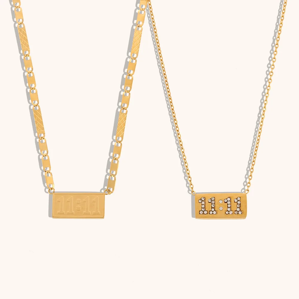 

Simple Fashion Stainless Steel Letter 11 Pendant Necklace 18K Gold Plated Square Number 11 Necklace YF3473