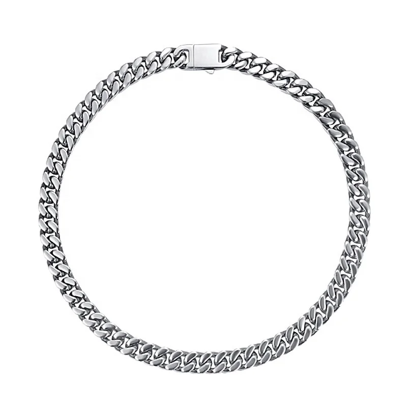 

hip hop style Stainless steel with four sides grinding miami men Cuban link chain necklace, Steel/black/gold