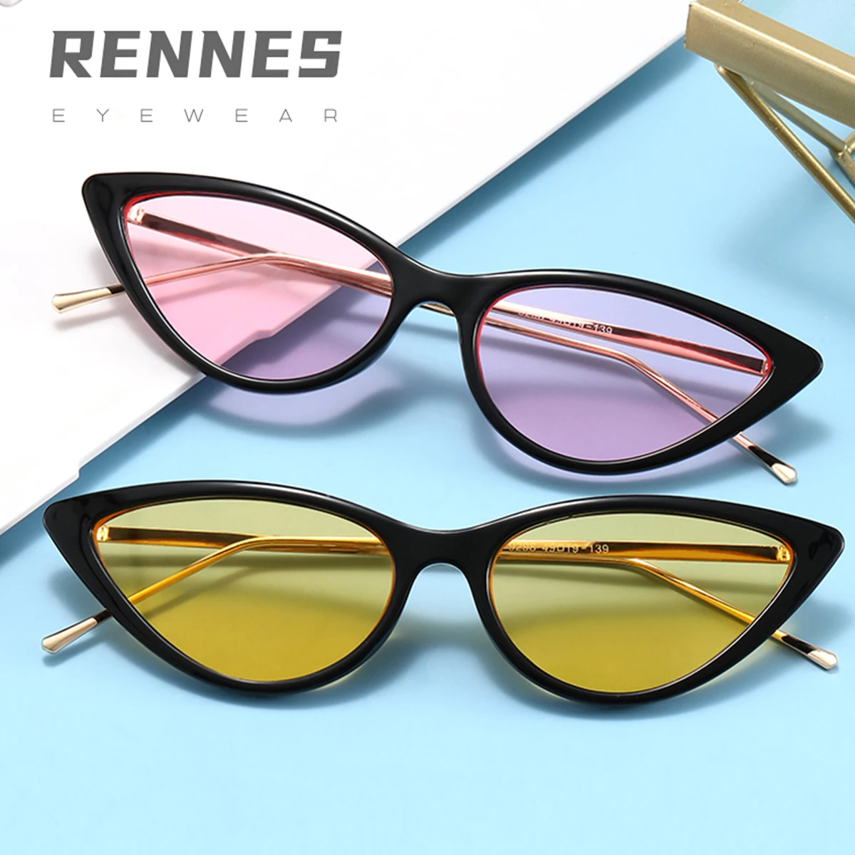 

rennes2021 new European and American retro cat's eye sunglasses women's internet celebrity ins glasses triangle street