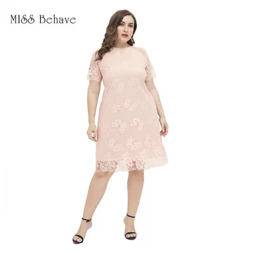 

QJX Summer lace fresh and sweet women casual plus size bodycon dress