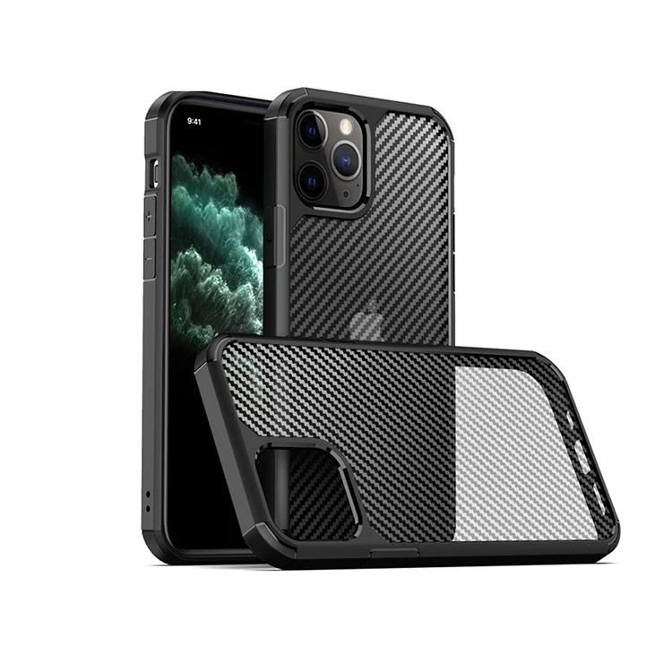 

Carbon Fiber Texture Frosted Backboard Anti-Scratch Anti-Fingerprint Cell Phone Case Cover For iPhone 12 Mini 11 Pro X Xr Xs Max