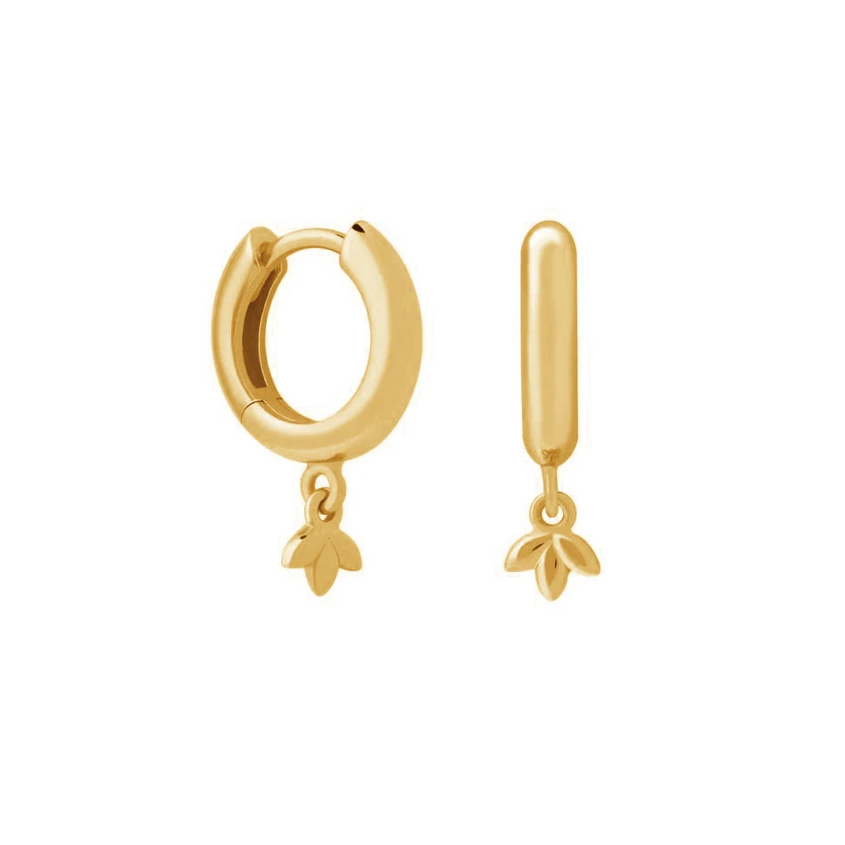 

Fine jewelry wholesale 925 sterling silver 18k gold plated clover pendant hoop earrings