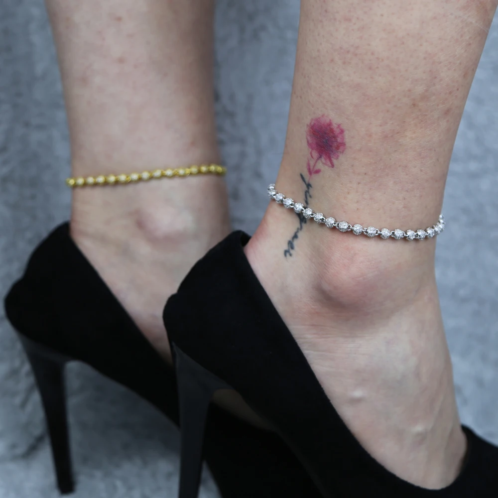 

summer fashion trendy women foot jewelry gold silver plated bead chain anklets 2021