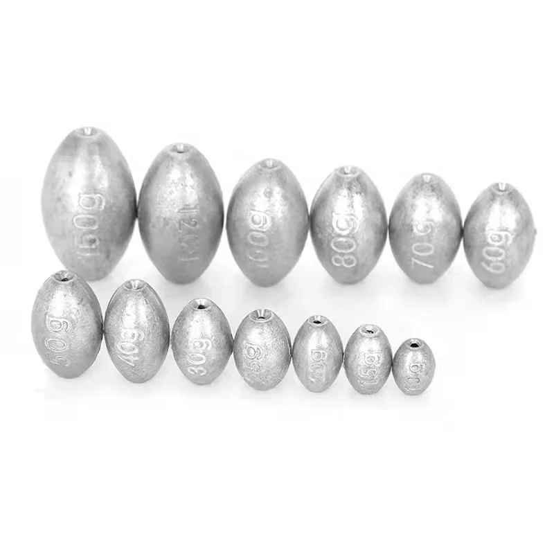 

Wholesale Fishing egg sinker weights olive shape lead sinker, Silver