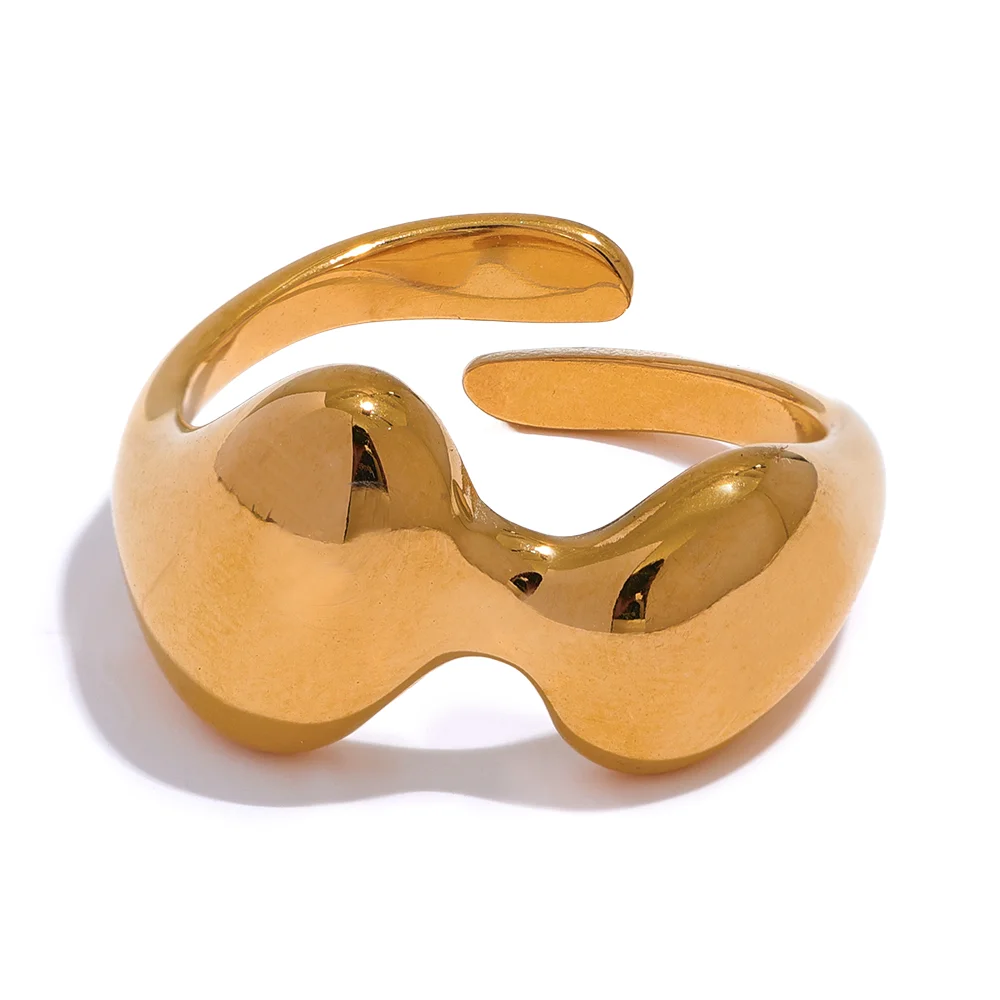 

JINYOU 196 Statement 316 Stainless Steel Geometric Creative Fashion Ring Women Minimalist Waterproof 18K PVD Finger Jewelry