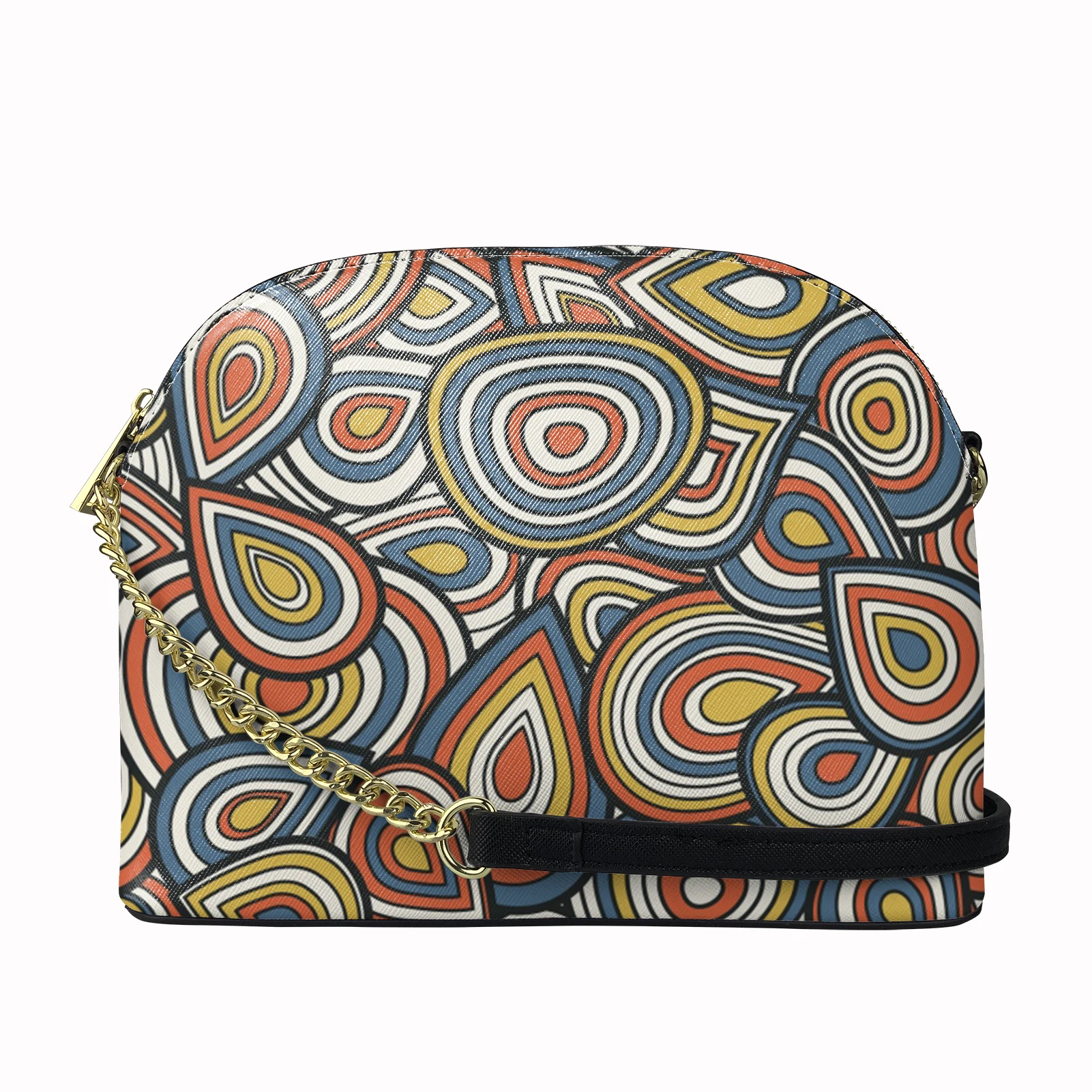 

2021 Retro Shoulder Bag Women Ladies Polynesian Hawaii Flower Print Pu Leather Totes Shoulder Bag Shell Shaped Bag, Customized color